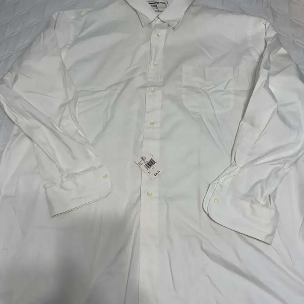 Woodward Pinpoint Oxford Regular Fit Dress Shirt White 18.5x35 NWT